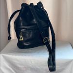 AMERICANA BY SHARIF SMOOTH BLACK LEATHER BUCKET BAG GOLD HARDWARE Photo 1