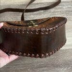 Brown boho western tooled floral leather crossbody bag made in Mexico Photo 4