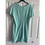 Sharagano  Women's 14 Blue Shift Dress Gold Exposed Zipper Hem Old Money Derby Photo 3