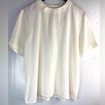 Casual Corner 12 Vintage Cutwork Trim Short Sleeve Blouse in Ivory Photo 0