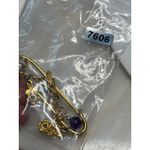 Vintage Gold Safety Pin Brooch With Charms & Beads Photo 5