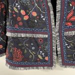 Loft Women's Primavera Strawberry Floral Fringe Open Front Blazer Jacket Size 4 Photo 1