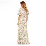Mac Duggal  Dress 9079 Floral Print Faux Wrap Flutter Sleeve A-Line Gown Size 4 Photo 3
