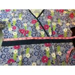 Dickies  Cotton V Neck Scrub Top Small Purple Pink Flowers Medical Vet Uniform Photo 3