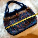 Handmade Unique Purse Handbag Multicolored Beaded Closure Wool Blend Photo 5