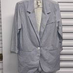 Vintage Real Life white and blue pinstripe Blazer women's Size S Photo 0