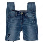 American Eagle  Outfitters Hi-Rise Jegging Super Stretch Ripped Blue Jeans Size 4 Photo 0