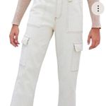 PacSun Off White Elastic Waste Cargo Skate Pants ~ Women's Size SMALL Photo 2