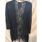 Questions Black Lace Duster Cardigan Kimono Fringe Size M Size M Photo 5