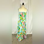 Japna  • Small Strapless Maxi Dress Modern Geometric Pastel Multi Color Flowy Photo 2
