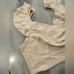 SheIn NWT Vcay Curve Cream Ruffle Sleeve Wrap Front Zip Back Crop Top Size 1X Photo 2