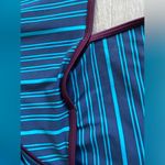 Marc by Marc Jacobs Marc Jacobs Tara Halter One Piece Swimsuit M Medium Blue Striped Plunge Belt Tie Photo 5
