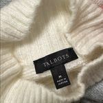 Talbots Wool Blend Turtleneck Sweater Sequins Striped Gray White Holiday size M Photo 7