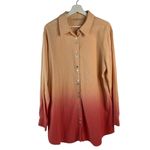 Soft Surroundings  Size L Tunic Shirt Ocean Orange Ombré Button Up Long Sleeve Photo 1