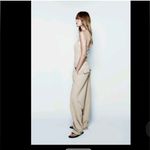 ZARA Khaki Tan Nylon Strapless Wide Leg Utility Jumpsuit NWT Photo 4