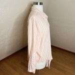 Lola River Shirt Size Large Orange White Striped Tie Front Tencel Linen Preppy Photo 7