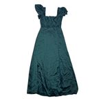 Lulus NWT  Women's Emerald Green Satin Flutter Sleeve Maxi Dress Size L Holiday Photo 3