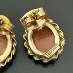 Vintage Signed 14K Gold Dainty Victorian Lady Cameo Tiny Stud Earrings 2g. Orange Photo 7