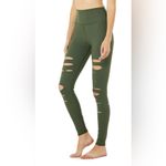 Alo Yoga  High Waist Ripped Warrior Legging Hunter Green Pants Photo 4