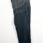 Ramy Brook  Scarlett Black Jumpsuit Size 8 One Shoulder Satin Velvet Wide Leg Photo 12