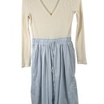 Anthropologie Daily Practice  Long Sleeve Twofer Midi Dress Cream Blue Womens Sm Photo 3