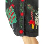 Vintage OHI Christmas Sweater Vest beaded Embroidery Size Small Black Photo 4