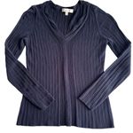 Etcetera  Ribbed Navy Long Sleeve Shirt Medium Comfort Photo 0