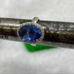 Silver Ring with Blue Faceted Setting Photo 2