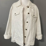 Red Star white denim jean jacket distressed ripped loose fit cotton casual NEW Size M Photo 0