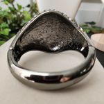 Vintage Chunky Hinge / Clamper Dome Bracelet with Purple Smokey Crystal Stones Photo 3