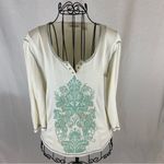 DKNY Donna Karan Cream with Mint Green and Silver Design. Women’s Size Medium Photo 16