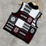 Christopher & Banks  Women's Snowflake Full Zip Knitted Winter Sweater Vest M Photo 3