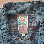 Johnny Was  Blue Chic Trendy Floral Crochet Knit Boho Feminine Cardigan Size M Photo 2