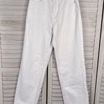 SheIn  High Waist Raw Hem Straight Leg Jeans White-Small (US 4) Photo 0