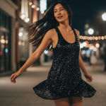 The Limited  Black Sequin Racerback Mini Dress Women's Size M Sparkly Party Y2K NYE Photo 0