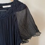 Tulle beautiful black crinkled pleat silky ruffle sleeve dress Photo 2