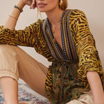 Anthropologie Boho Western Embroidered V-Neck Blouse Conditions Apply  Size S Photo 0