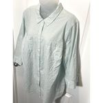 Croft & Barrow  Womens Plus 2X Striped Roll Tab Sleeve Collared Button Down Shirt Photo 2