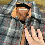 Briggs New York Briggs Vintage Plaid Wool Shirt Button Down Zipper Boxy Grid Window Pane Gray M Photo 7