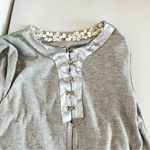 Beatrix Ost Floral Beaded Sweater Size Large Gray Long Sleeve Photo 8