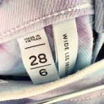 Loft  Size 6 Pants Handmade Tie Dye Wide Leg Trousers Denim Jeans Blue Purple 780 Photo 4