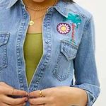 Anthropologie x Mare Mare embroidered light weight denim button down top Photo 0
