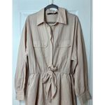 Fashion to figure Beige Utility Tie Front Cotton Long Sleeve Romper Size 1X Photo 9