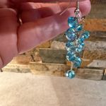 Blue Aquamarine Crystal Glass Breads Earrings Dangle Cascading Cluster Estate Photo 3