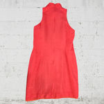 Vintage 90s Coral Silk Sleeveless Mod Mock Neck Mini Dress Size 8 Moda Int’l Orange Photo 7