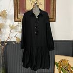 Cynthia Rowley  Linen-Blend Button Up Drop Waist Bubble Hem Shirt Dress- M 💚🎀 Photo 2