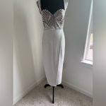 Elegant White and Silver Midi Dress Photo 7