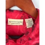 Apostrophe Petite Red Rose Pattern Button-Up Blouse 6P Photo 3