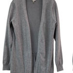 cupio  Boho Ruffle Back Open Front Cardigan Sweater Women's Size Medium Gray Photo 0