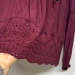 Knox Rose NEW Women's Eyelet Long Sleeve Blouse Antique Berry Size XXL Photo 3